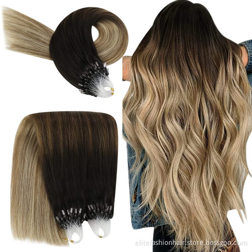 Popular for woman Looks natural straight double drawn loop hair extensions micro ring hair extensions micro loop hair extensions